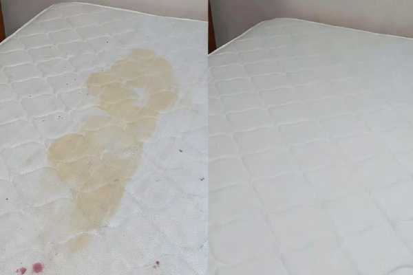 Antes e depois da lavagem de colchão – resultado impressionante